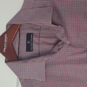 Red blue dress shirt